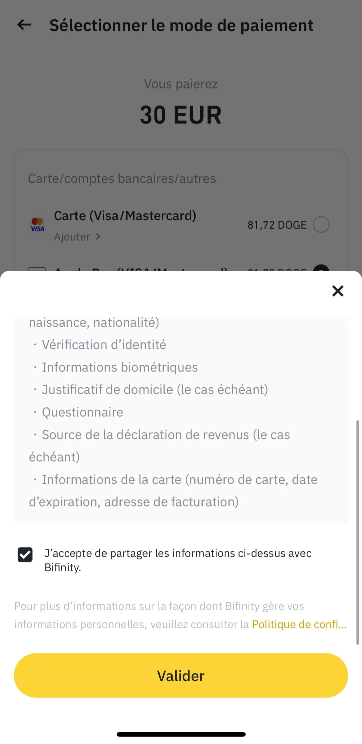 binance mode de paiement
